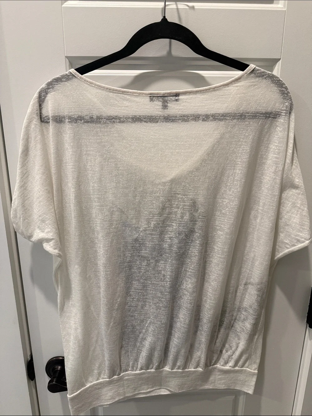 Express White Draped Butterfly Print Top with Blue Accents